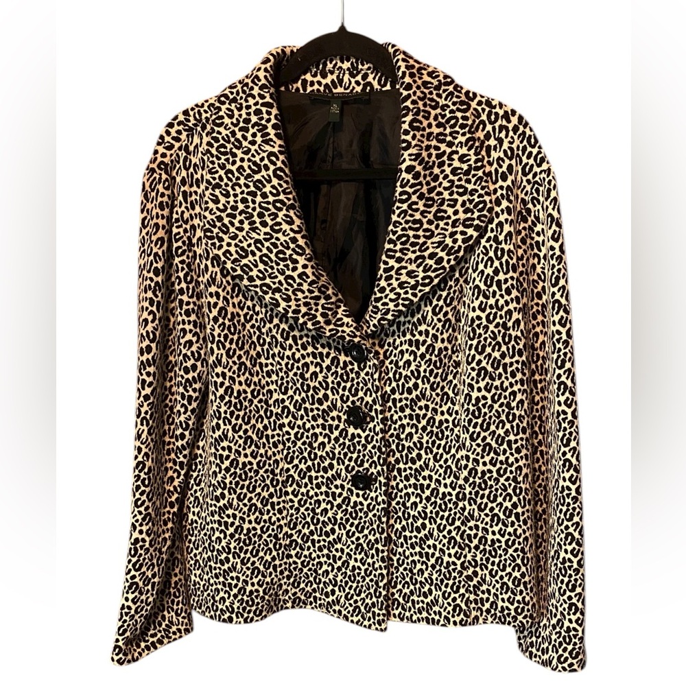 Harve Benard Animal Print Button-Up Jacket XL Quiet Luxury Chic